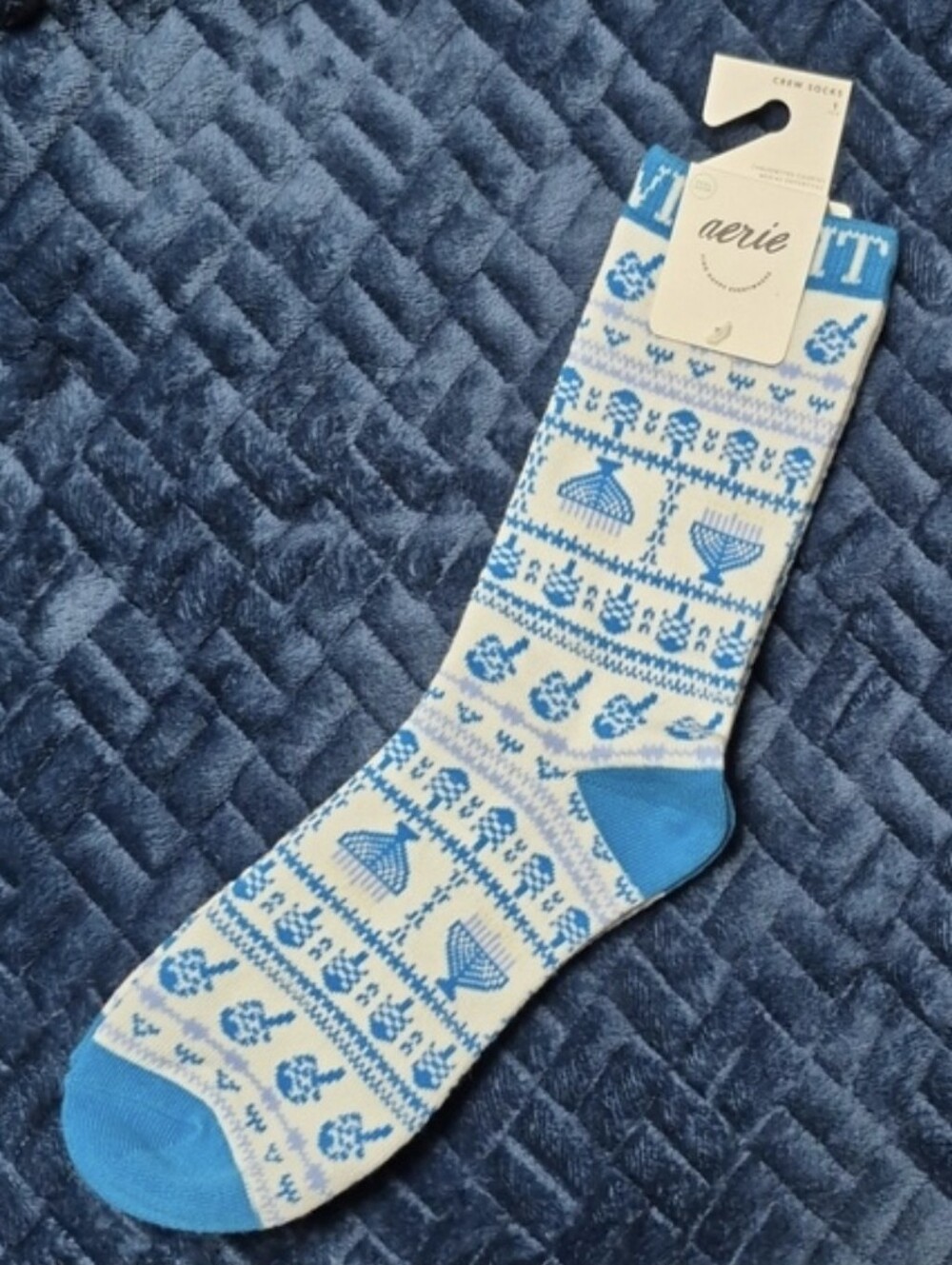 Menorah & Dreidel Hanukkah Themed Crew Socks For Women, New With Tags!